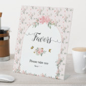 Elegante Pink Roses & Butterfly Kinderduschfavorit Sockelschild (In Situ)