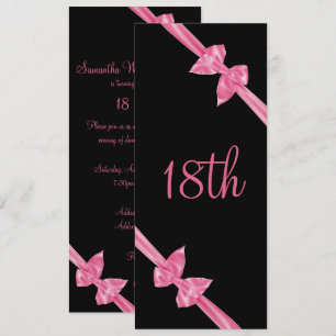 Elegante Pink Satin Bows 18. Geburtstag Einladung