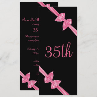 Elegante Pink Satin Bows 35. Geburtstag Einladung