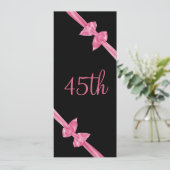 Elegante Pink Satin Bows 45. Geburtstag Einladung (Stehend Vorderseite)