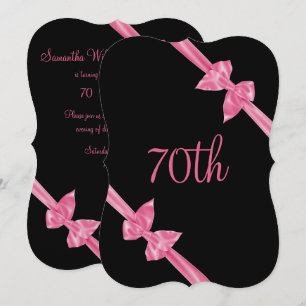 Elegante Pink Satin Bows 70. Geburtstag Einladung