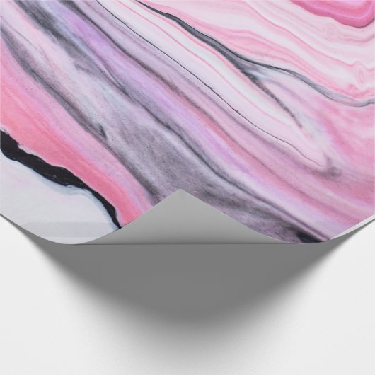 Elegante PINK SCHWARZ-WEISS MARBLE TEXTURE Geschenkpapier (Ecke)