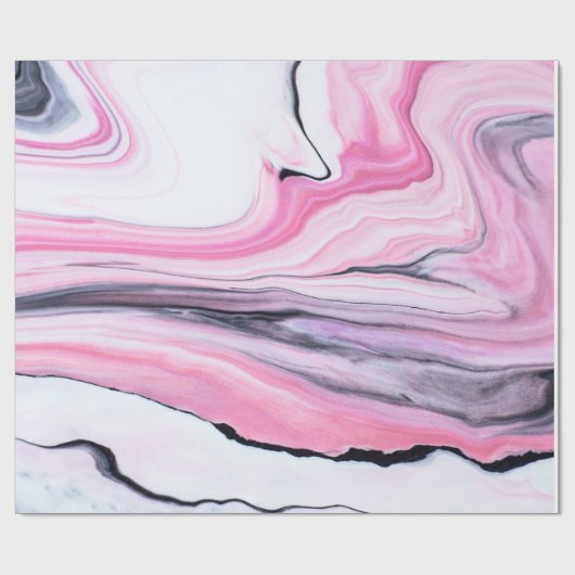 Elegante PINK SCHWARZ-WEISS MARBLE TEXTURE Geschenkpapier (Flach)