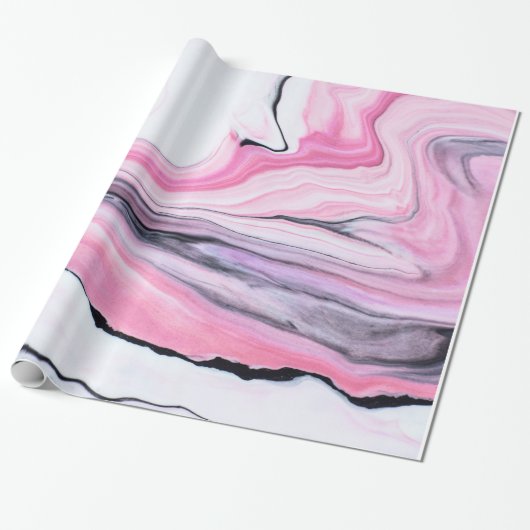 Elegante PINK SCHWARZ-WEISS MARBLE TEXTURE Geschenkpapier (Ungerollt)