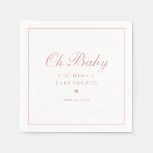 Elegante Pink Script Baby Dusche Serviette (Vorderseite)