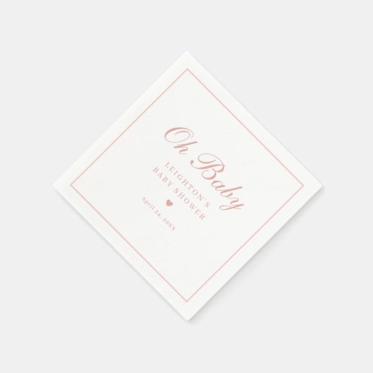 Elegante Pink Script Baby Dusche Serviette (Ecke)