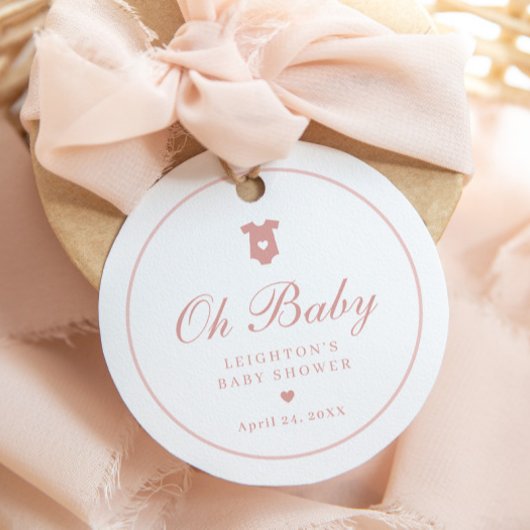 Elegante Pink Script Girls Oh Baby Shower Geschenkanhänger