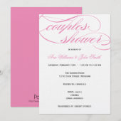 Elegante Pink Script Paare Dusche Einladung (Vorne/Hinten)