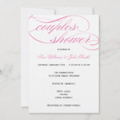 Elegante Pink Script Paare Dusche Einladung (Vorderseite)