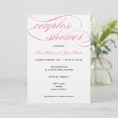Elegante Pink Script Paare Dusche Einladung (Stehend Vorderseite)