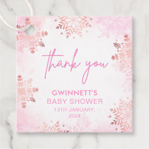 Elegante Pink Snowflake Girl Baby Dusche Geschenkanhänger