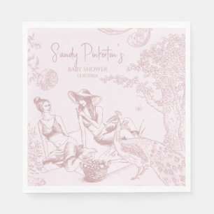 Elegante Pink Toile de Jouy Picknick-Baby-Party Serviette