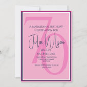 Elegante Pink-Typografie 70. Geburtstagsfeier Einladung (Vorderseite)