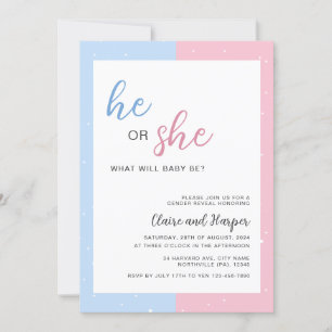 Elegante Pink und Blue Gender Reveal Baby Shower Einladung