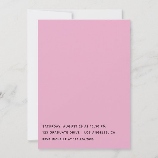 Elegante Pink und Brown Girl Graduation Party Einladung (Rückseite)