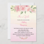 Elegante Pink- und Gelbblütendusche Einladung (Vorderseite)