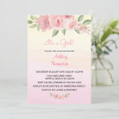 Elegante Pink- und Gelbblütendusche Einladung (Stehend Vorderseite)