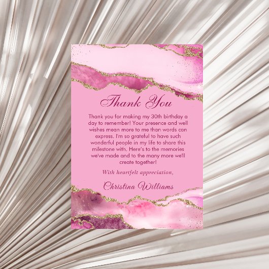 Elegante Pink- und Gold-Geburtstagsfeier Danke
