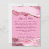 Elegante Pink- und Gold-Geburtstagsfeier Danke (Vorderseite)