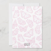 Elegante Pink und White Butterfly Babydusche Einladung (Rückseite)