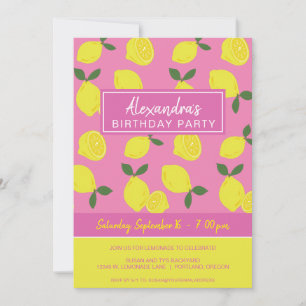 Elegante Pink- und Zitronenparty Einladung