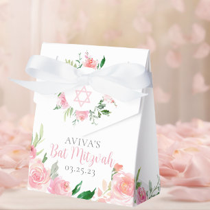 Elegante Pink-Wasserfarben-Blumen-Bat-Mitzwa-Party Geschenkschachtel