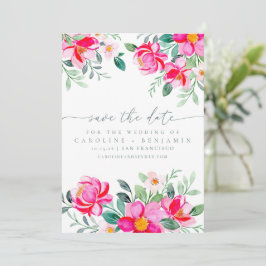 Elegante Pink Watercolor Blumenschrift Hochzeit Save The Date