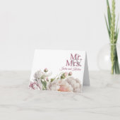 Elegante Pink White Floral Peonies Wedding Dankeskarte (Vorderseite)