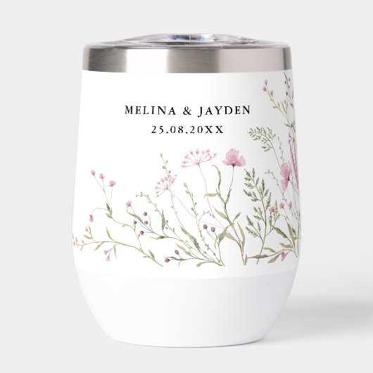 Elegante Pink Wild Floral Wedding (Vorderseite)