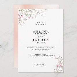 Elegante Pink Wild Floral Wedding Einladung