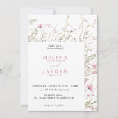 Elegante Pink Wild Floral Wedding Einladung (Vorderseite)