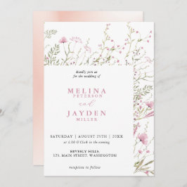 Elegante Pink Wild Floral Wedding Einladung