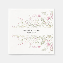 Elegante Pink Wild Floral Wedding Serviette