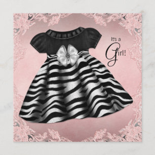 Elegante Pink Zebra Baby Shower Einladung