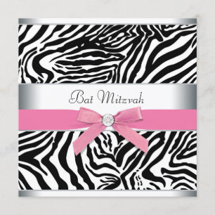Elegante Pink Zebra Bat Mitzvah Einladung