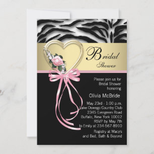 Elegante Pink Zebra Brautparty Einladung