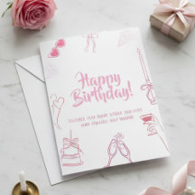 Elegante Pinke Alles Gute zum Geburtstag Sketch Ka