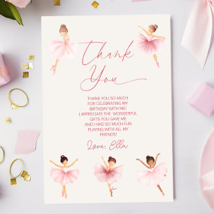 Elegante Pinke Ballerina Ballett Geburtstagsfeier Dankeskarte
