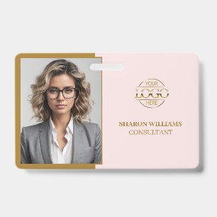 Elegante pinke minimalistische Mitarbeiter-Foto-ID Ausweis