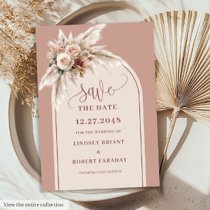 Elegante Pinke Pampasgras-Hochzeit - Heiratet bald Einladung