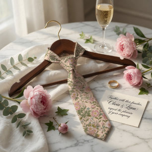 Elegante Pinke Pfingstrose Floral Krawatte