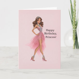 Elegante Pinke Prinzessin Glamouröse Modegeburtsta Karte