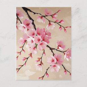 Elegante Pinke Sakura-Blüten-Postkarte - Japanisch Postkarte