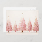 Elegante pinke und goldene Weihnachtsbäume Postkarte (Vorne/Hinten)