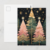 Elegante pinke und grüne Weihnachtsbäume  Postkarte (Vorne/Hinten)