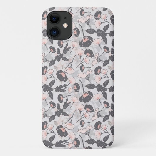 Elegante, pinkfarbene, graue Blume Case-Mate iPhone Hülle (Rückseite)
