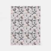 Elegante, pinkfarbene, graue Blume Fleecedecke (Vorderseite)