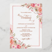 Elegante pinkfarbene Pfirsichfarben Hochzeitsstimm Folieneinladung (Vorderseite)