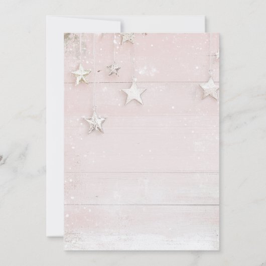 Elegante pinkfarbene Weihnachtsbrause Einladung (Rückseite)