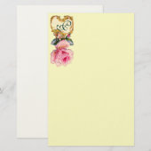 ELEGANTE PINKROSE UND GOLD WIRBEL MONOGRAM, Creme Briefpapier (Vorne/Hinten)